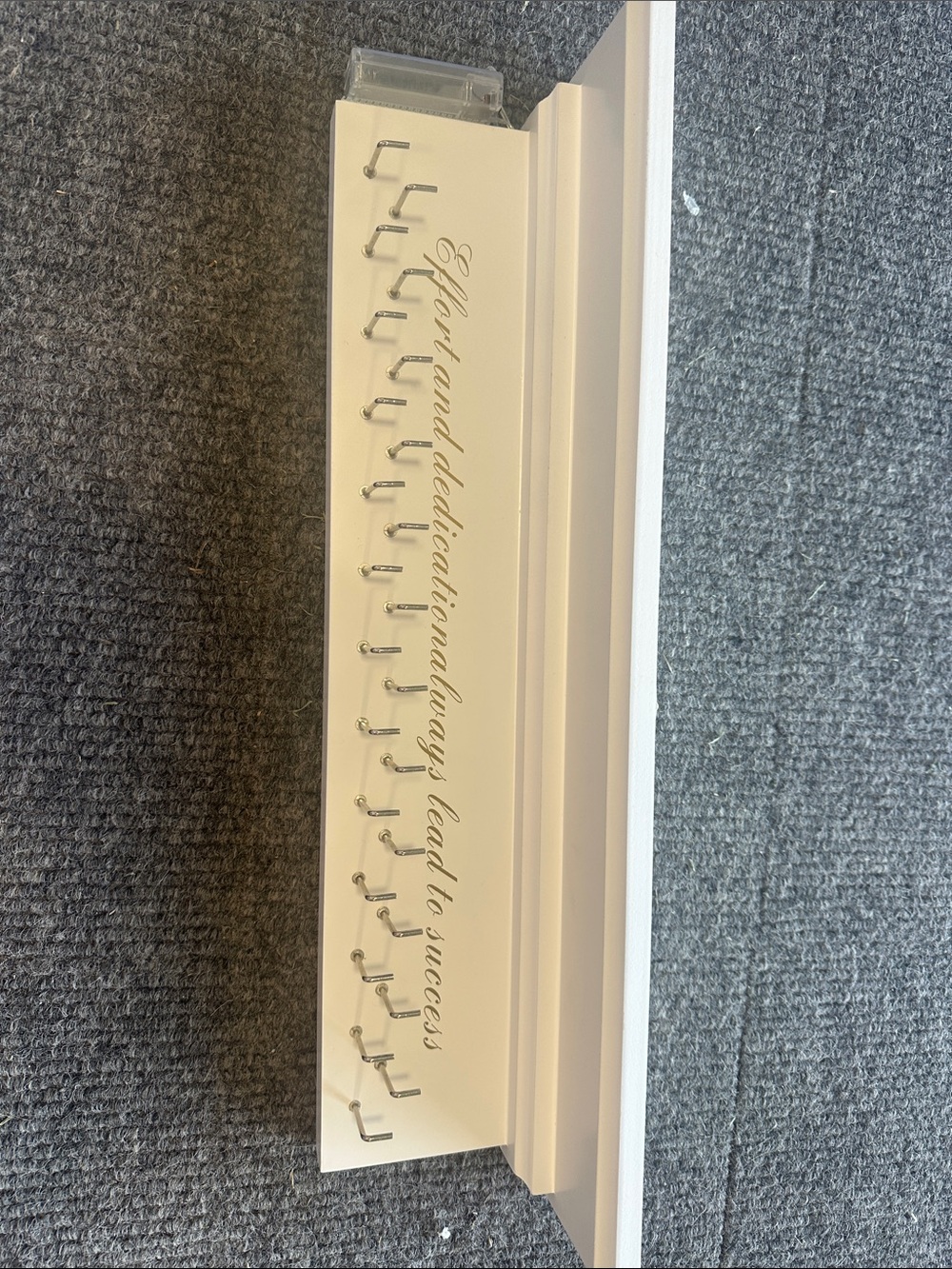 White Wall Key Organizer with Inspirational Script
